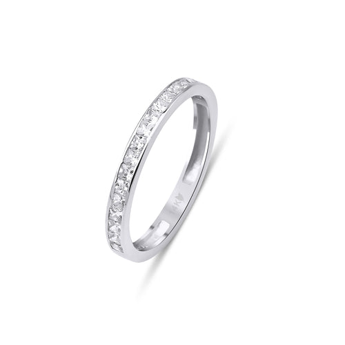 14 Ayar Altın Princess Cut Half Eternity Yüzük