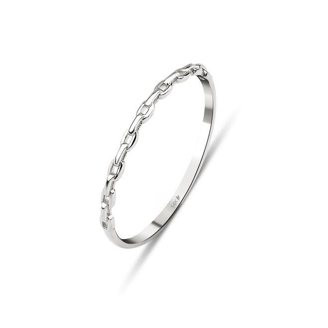 14 Ayar Beyaz Altın Solid Skinny Chain Yüzük