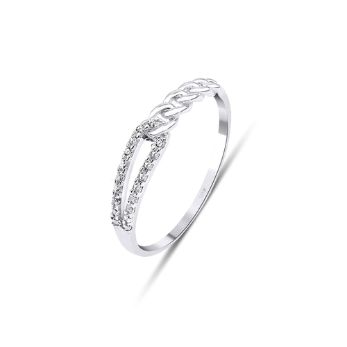 beyaz altın love knot chain yüzük