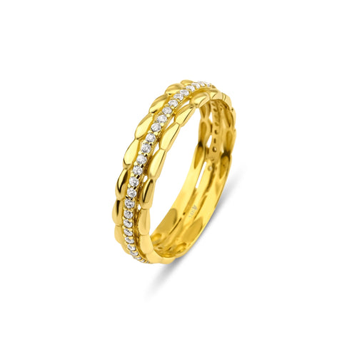 14 Ayar Altın Triple Row Bead Yüzük