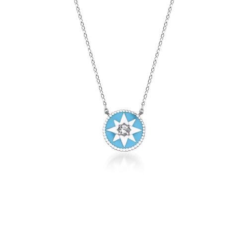 14 Ayar Altın Celestial Baby Blue Enamel Kolye