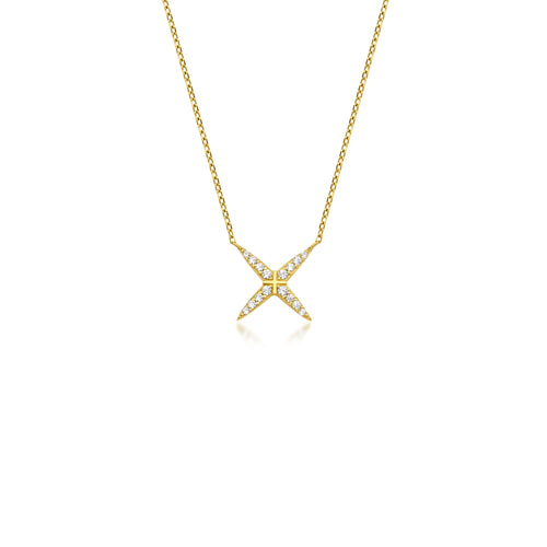 14 Ayar Altın Diamond X Kolye