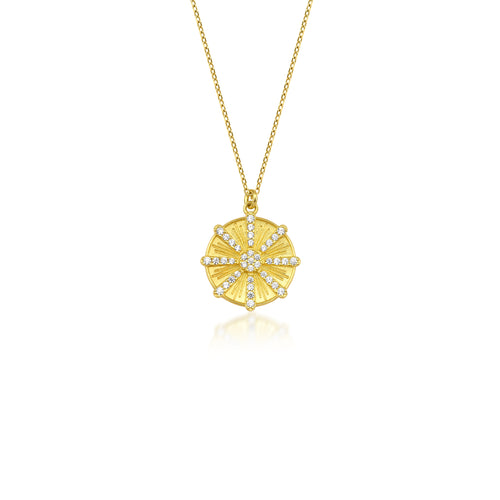 14 Ayar Altın Sun Ray Charm Kolye