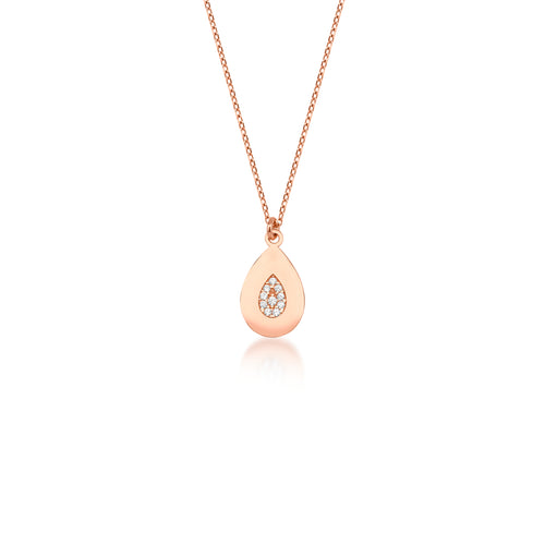 14 Ayar Altın Sparkle Diamond Teardrop Kolye