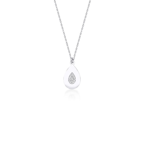 14 Ayar Altın Sparkle Diamond Teardrop Kolye