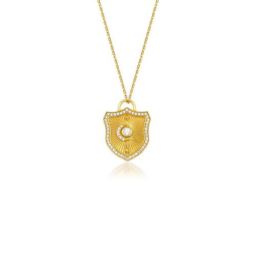 14 Ayar Altın Celestial Shield Charm Kolye