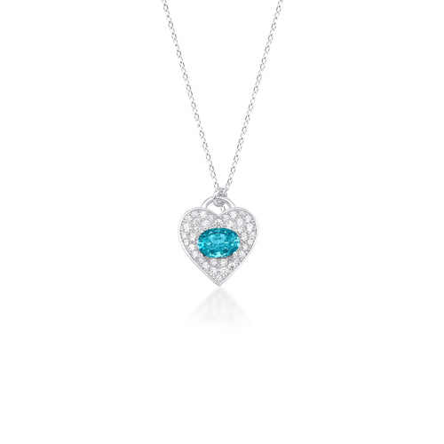 14 Ayar Altın Diamond X Swiss Blue Topaz Charm Kolye