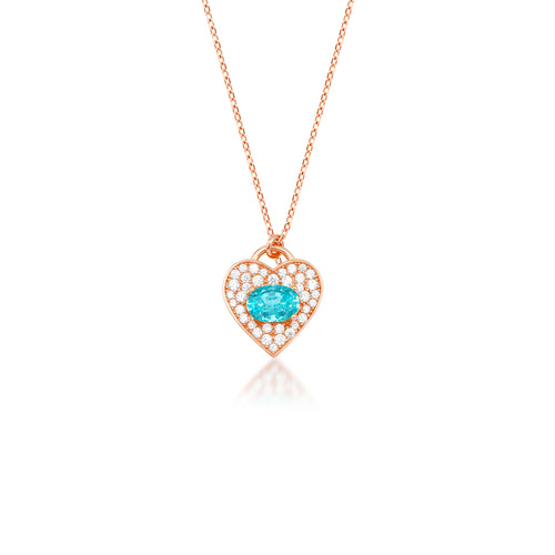 14 Ayar Altın Diamond X Swiss Blue Topaz Charm Kolye