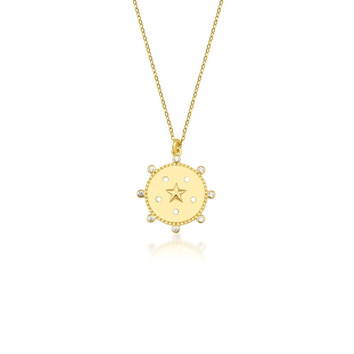 14 Ayar Altın Starry Night Medallion Kolye
