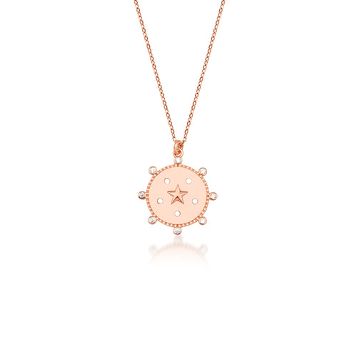 14 Ayar Altın Starry Night Medallion Kolye