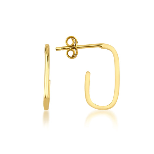 14 ayar altın solid gold open paper clip hoop küpe