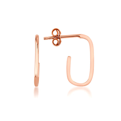 14 ayar altın solid gold open paper clip hoop küpe rose versiyon