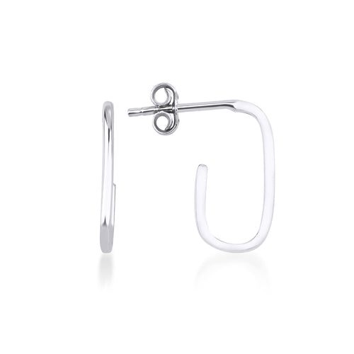 beyaz altın çivi  solid gold open paper clip hoop küpe