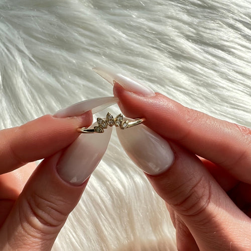 14 Ayar Altın Crown Curved Yüzük