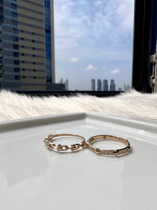 14 Ayar Altın Golden Link Chain Yüzük