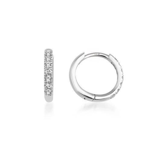 sıra taşlı mini, zarif halka küpe beyaz