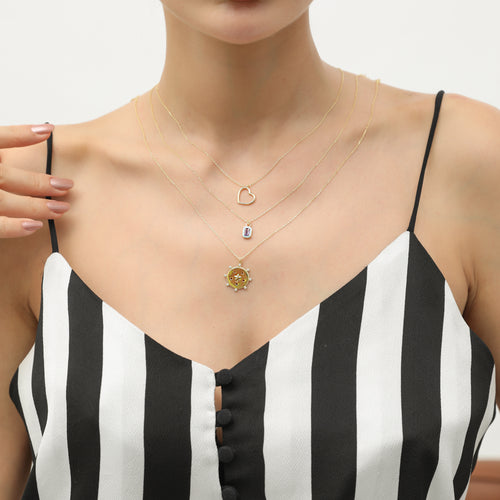 14 Ayar Altın Starry Night Medallion Kolye