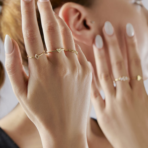 14 Ayar Altın Minimalist Open Marquise Yüzük