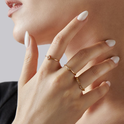 14 Ayar Altın Minimalist Open Marquise Yüzük