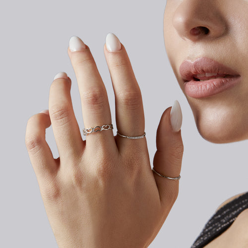 14 Ayar Altın Mini Axis Pave Diamond Yüzük
