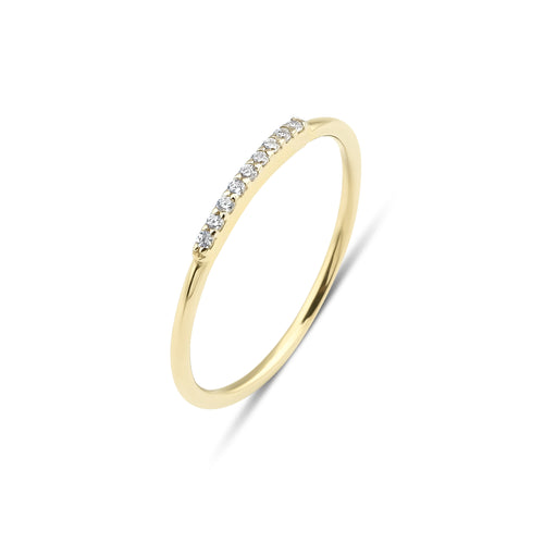 14 Ayar Altın Mini Axis Pave Diamond Yüzük