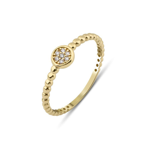 14 Ayar Altın Bubble Band Pave Circle Yüzük