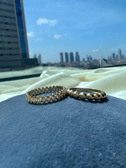 14 Ayar Altın Art Deco Eternity Yüzük
