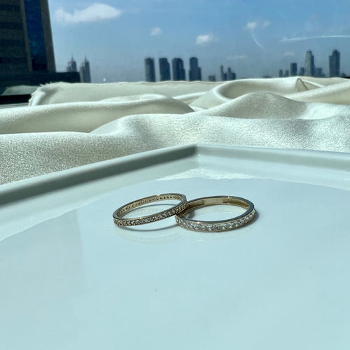 14 Ayar Altın Princess Cut Half Eternity Yüzük
