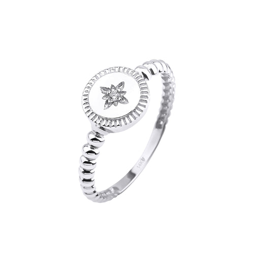 14 ayar altın sparkling star symbol yüzük beyaz versiyon