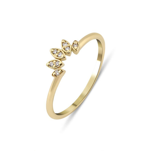 14 Ayar Altın Crown Curved Yüzük