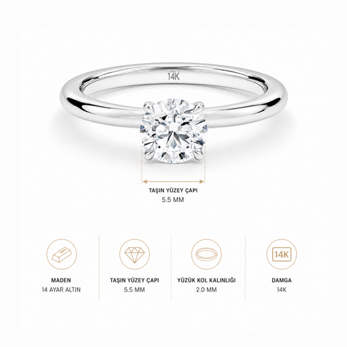 0.58 Ct Yuvarlak Gıa Sertifika Pırlanta Tektaş Yüzük Ürün Bilgileri
