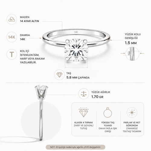0.70 Ct Yuvarlak Gıa Sertifika Pırlanta Tektaş Yüzük Ürün Bilgileri