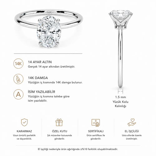 .01 Ct Oval Gia Sertifika Pırlanta Tektaş Yüzük Ürün Bilgileri