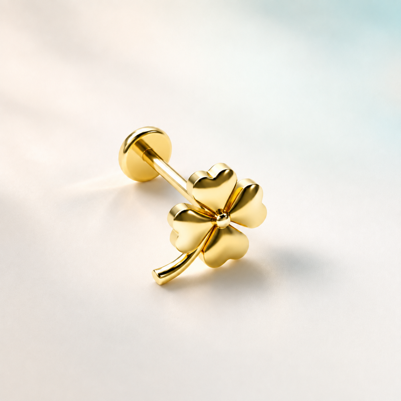 14 Ayar Altın Yonca Tragus Piercing