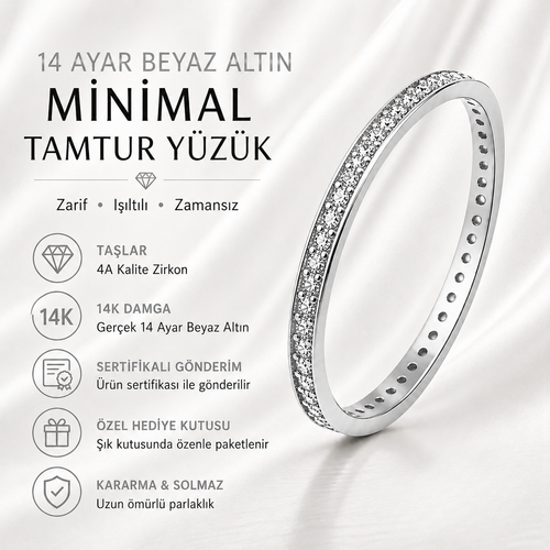 14 Ayar Altın Minimal Tamtur Yüzük