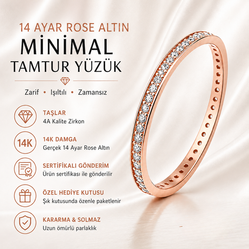 14 Ayar Altın Minimal Tamtur Yüzük