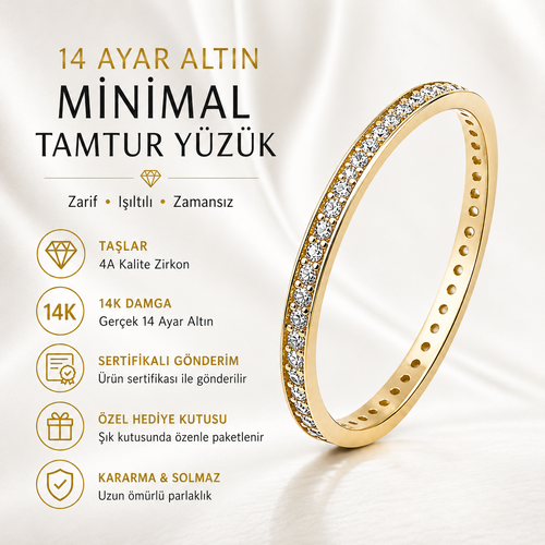 14 Ayar Altın Minimal Tamtur Yüzük