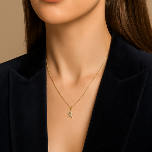 14 Ayar Altın Rock Star Kolye