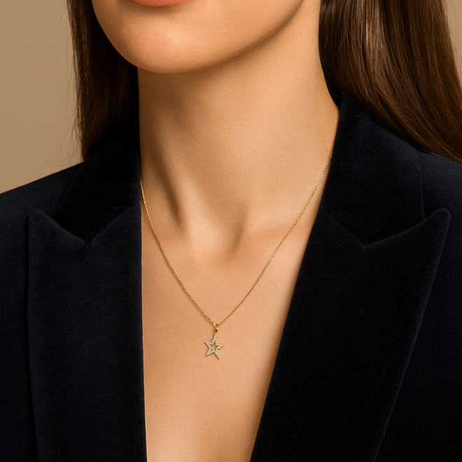 14 Ayar Altın Rock Star Kolye