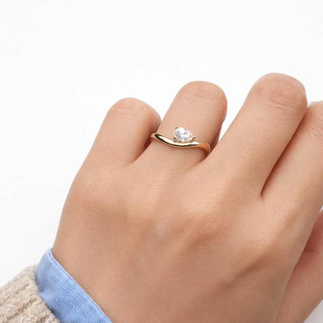 14 Ayar Altın Damla Kesim Tektas Elde 2