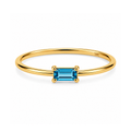 14 Ayar Altın Doğal Swiss Blue Topaz Taşlı Minimal Baget Kadın Yüzük
