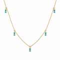 14 Ayar Altın Doğal Swiss Blue Topaz Taşlı Minimal Zarif Modern Kadın Kolye