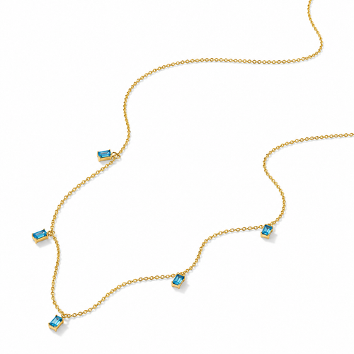 14 Ayar Altın Doğal Swiss Blue Topaz Taşlı Minimal Zarif Modern Kadın Kolye 3