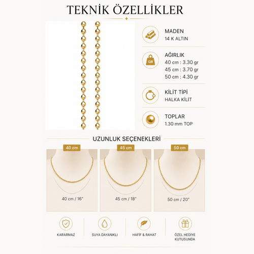 14 Ayar Altin Dorika Toplu Zincir Kolye Ürün Bilgileri