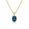 14 Ayar Altın London Blue Topaz Oval Kesim Kolye