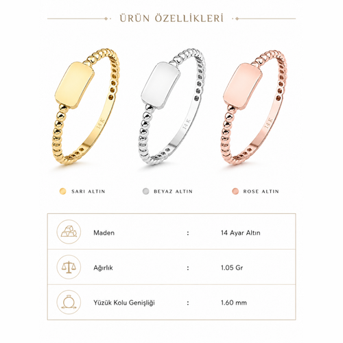 14 Ayar Altın Minimal Şerit Yüzük Özellikleri
