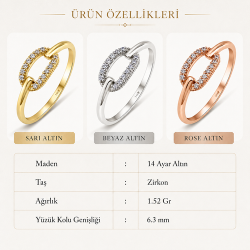 14 Ayar Altin Modern Geometrik Tasli Yuzuk Ozellikler