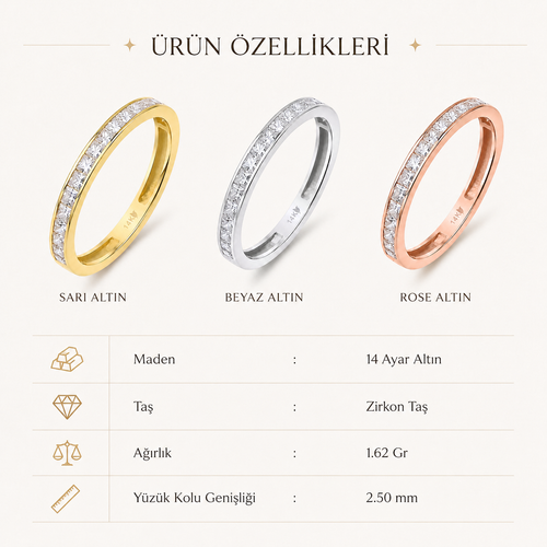 14 Ayar Altin Prenses Kesim Yarimtur Tasli Yuzuk Ozellikler