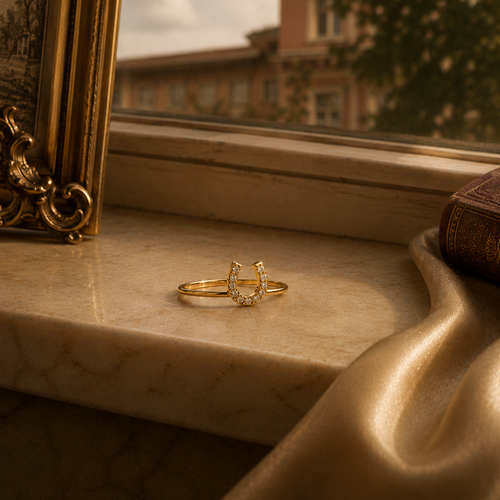 14 Ayar Altın Taşlı Nal Figürü Yüzük Tek