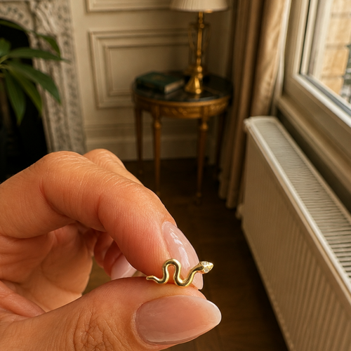 14 Ayar Altın Taşlı Yılan Piercing Detay 2